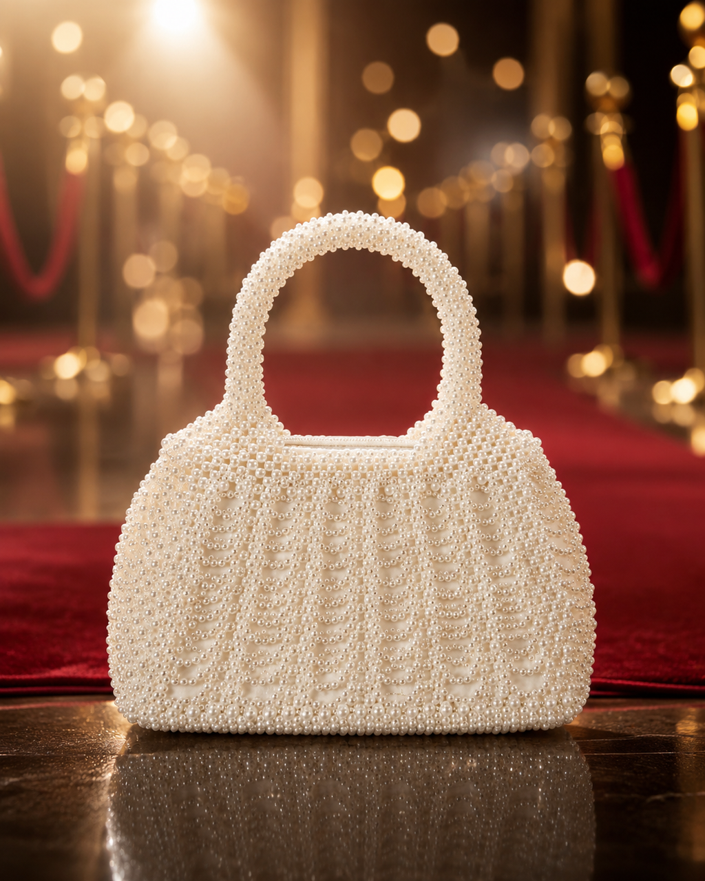 Handcrafted White Pearl Beaded Luxury Handbag Elegant Bridal Clutch