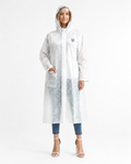 Translucent White Floral Raincoat Lightweight Rain Wear