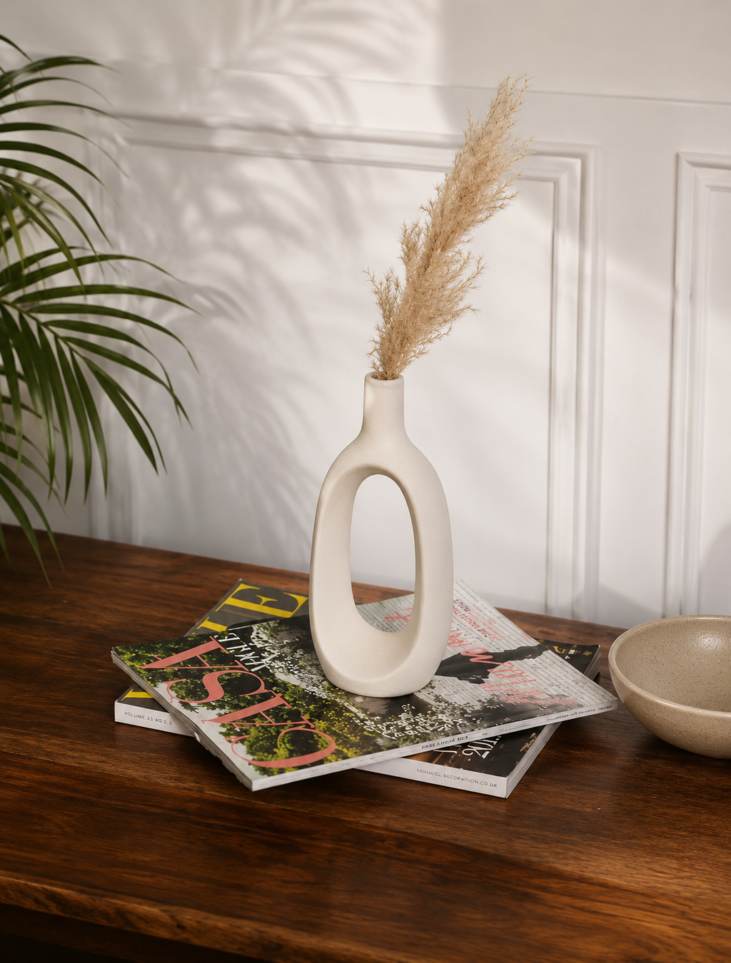 Minimalist White Ceramic Donut Vases Modern Nordic Home Decor Set of 2