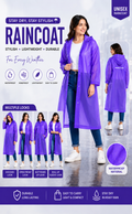 Premium Long Purple Rain Jacket for Men and Women Unisex Rain Gear
