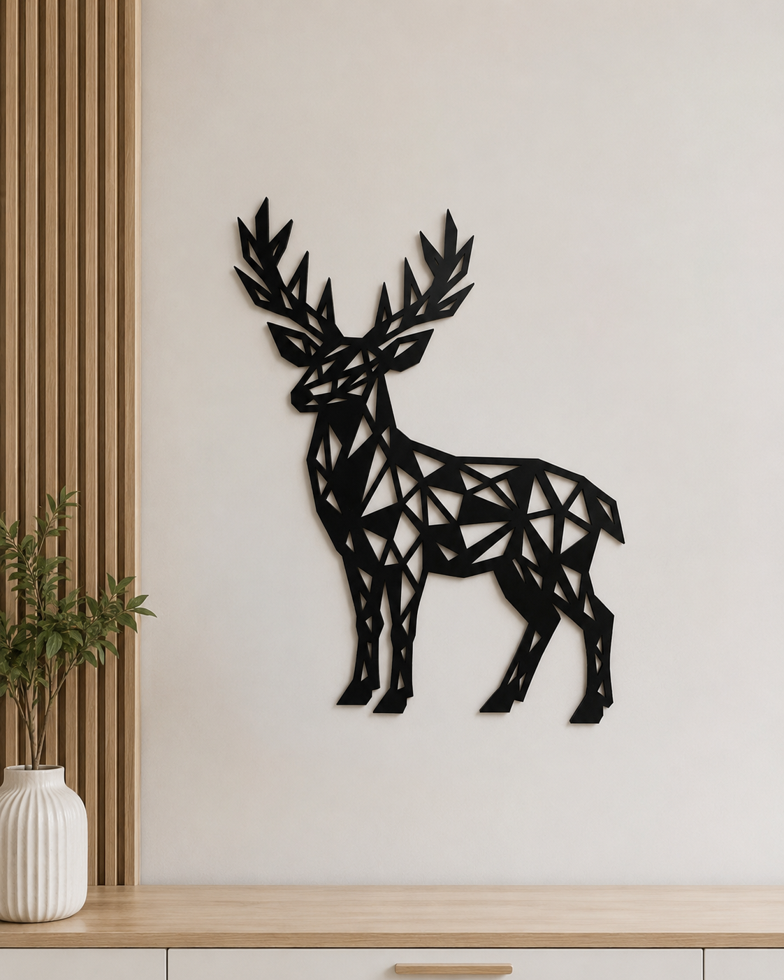 Geometric Deer Metal Wall Art – Modern Nordic Silhouette