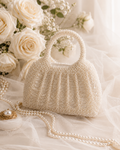 Handcrafted White Pearl Beaded Luxury Handbag Elegant Bridal Clutch