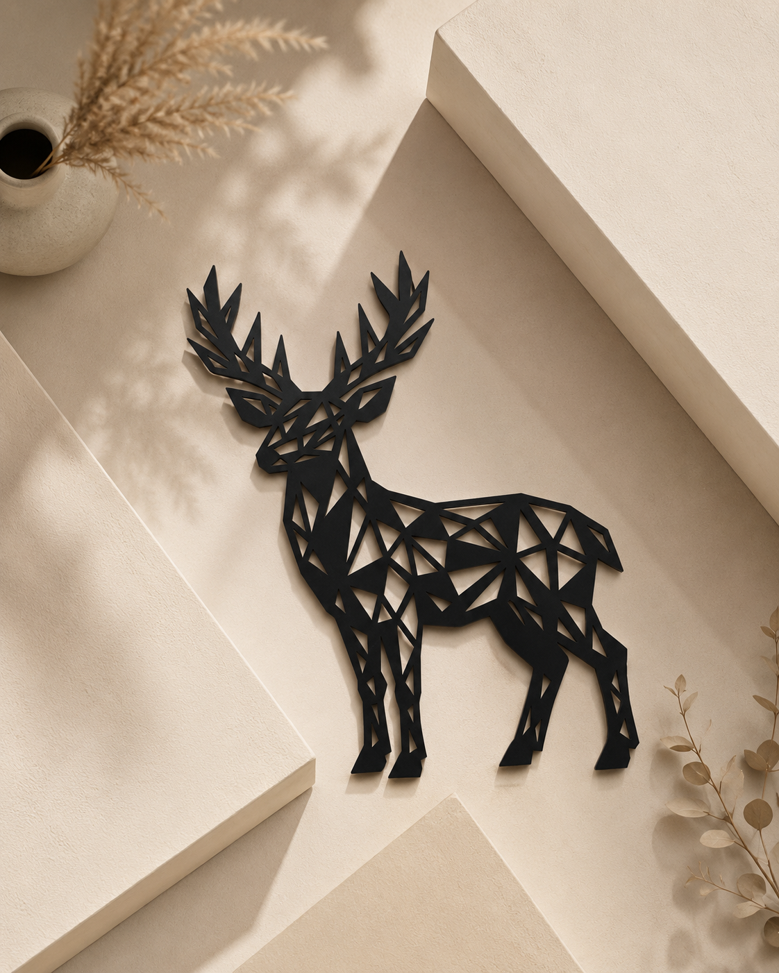Geometric Deer Metal Wall Art – Modern Nordic Silhouette