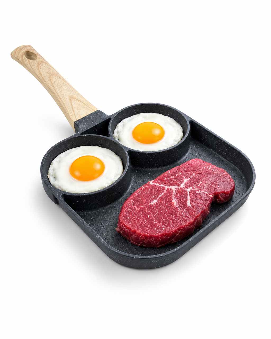 3-in-1 Nonstick Breakfast Frying Pan with Dual Egg Sections