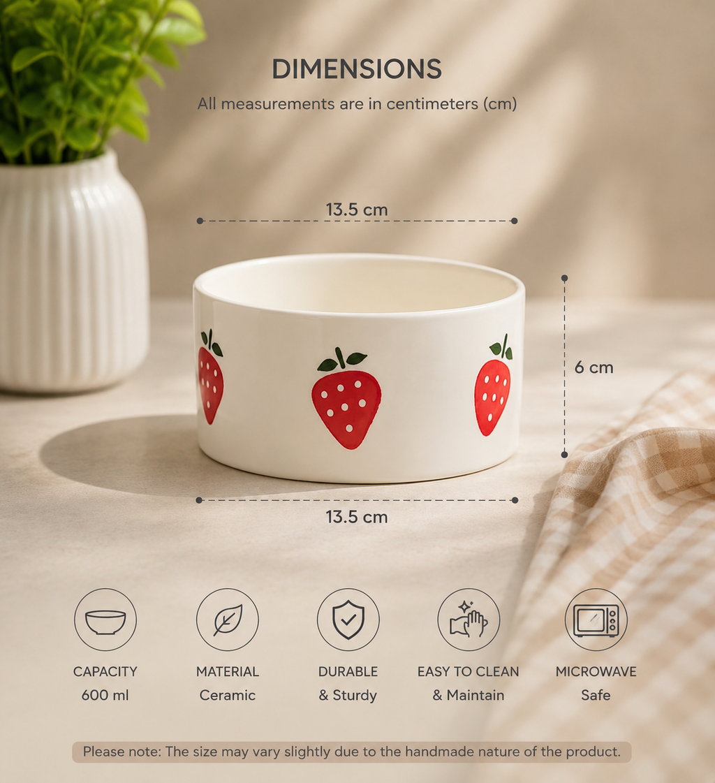 Sweet Strawberry Ceramic Serving Bowls Set of 2