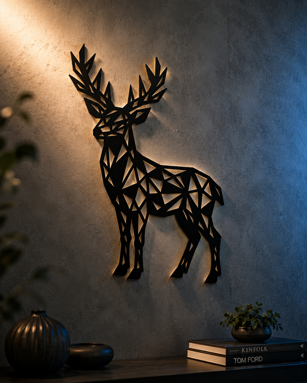 Geometric Deer Metal Wall Art – Modern Nordic Silhouette