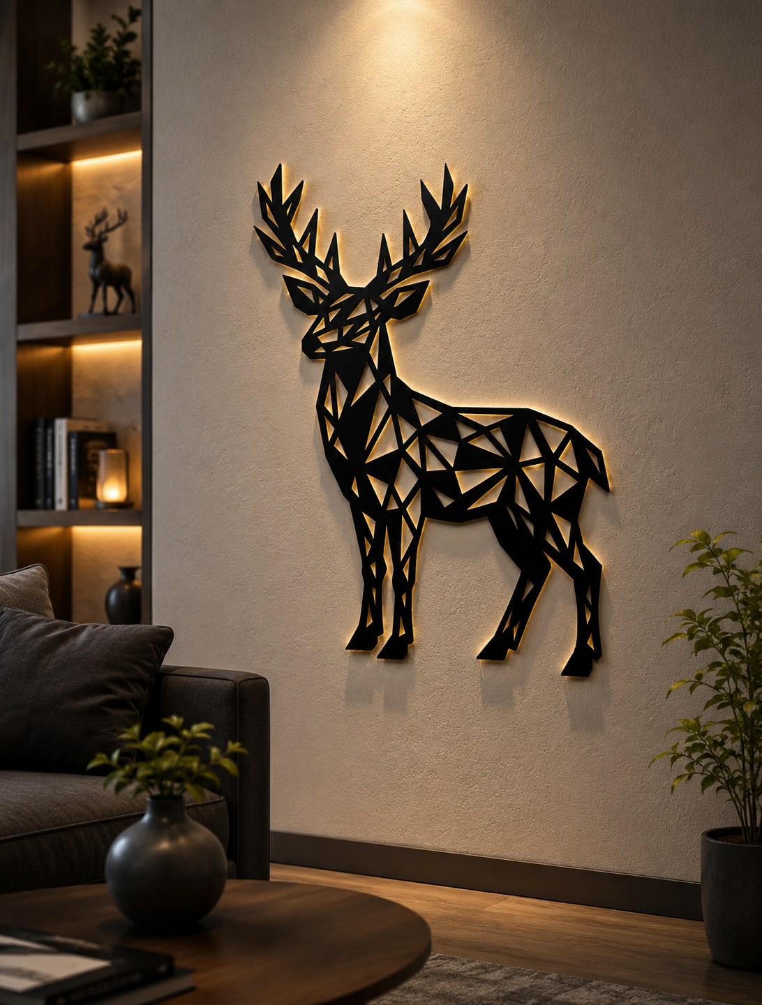 Geometric Deer Metal Wall Art – Modern Nordic Silhouette